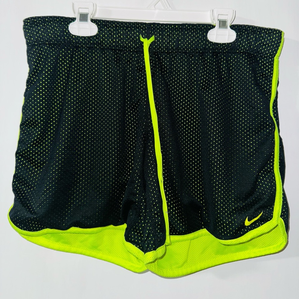 Nike Black and Neon Yellow Mesh Shorts